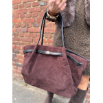 Sac en daim camel femme – Format shopping avec anses élégantes