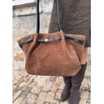 Sac en daim camel femme – Format shopping avec anses élégantes