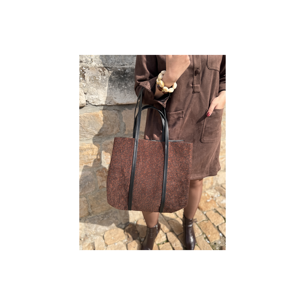 Sac en daim camel femme – Format shopping avec anses élégantes Sac en daim camel femme – Format shopping avec anses élégantes