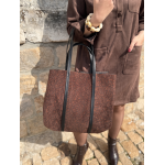 Sac en daim camel femme – Format shopping avec anses élégantes