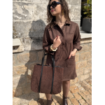 Sac en daim camel femme – Format shopping avec anses élégantes