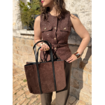 Sac en daim camel femme – Format shopping avec anses élégantes