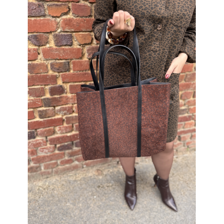 Sac en daim camel femme – Format shopping avec anses élégantes