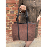 Sac en daim camel femme – Format shopping avec anses élégantes