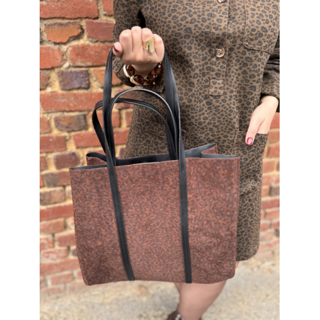 Sac en daim camel femme – Format shopping avec anses élégantes