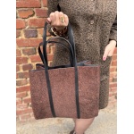 Sac en daim camel femme – Format shopping avec anses élégantes