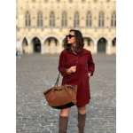 Robe Velours Bordeaux Femme – Col Victorien & Coupe Fluide – Tailles S à L