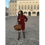 Robe Velours Bordeaux Femme – Col Victorien & Coupe Fluide – Tailles S à L