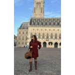 Robe Velours Bordeaux Femme – Col Victorien & Coupe Fluide – Tailles S à L