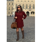 Robe Velours Bordeaux Femme – Col Victorien & Coupe Fluide – Tailles S à L