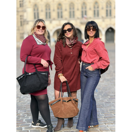 Robe Velours Bordeaux Femme – Col Victorien & Coupe Fluide – Tailles S à L