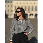 Chemise Vichy Noir & Blanc – Détails Dentelle – Collection Allure d’Automne