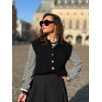 Chemise Vichy Noir & Blanc – Détails Dentelle – Collection Allure d’Automne