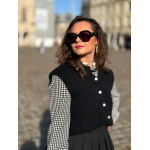 Chemise Vichy Noir & Blanc – Détails Dentelle – Collection Allure d’Automne