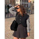 Chemise Vichy Noir & Blanc – Détails Dentelle – Collection Allure d’Automne