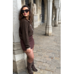 Pull Marron Femme – Détails Dentelle – Taille Unique 36 à 42 – Collection Allure d’Automne