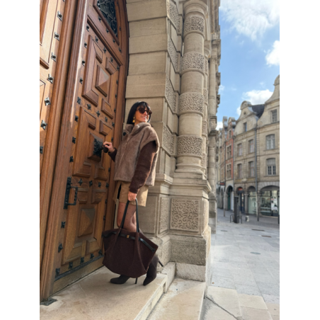 Veste sans manches fausse fourrure taupe – Chic et confortable | Melle Jeanne