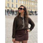 Jupe-short chic à boutons dorés – Marron ou noir | Melle Jeanne