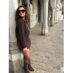 Jupe-short chic à boutons dorés – Marron ou noir | Melle Jeanne