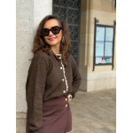 Jupe-short chic à boutons dorés – Marron ou noir | Melle Jeanne
