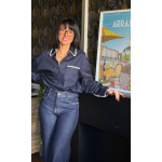 Chemise bleu marine à détails écrus – Chic et raffinée | Melle jeanne