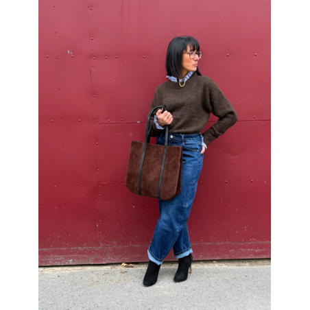 Pull avec col chemise intégré – Marron ou bleu | Melle Jeanne
