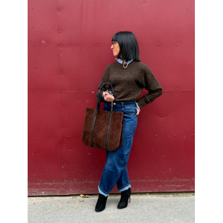 Pull avec col chemise intégré – Marron ou bleu | Melle Jeanne
