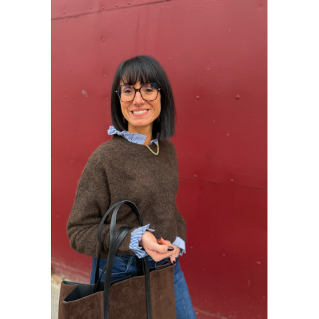 Pull avec col chemise intégré – Marron ou bleu | Melle Jeanne