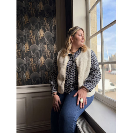 Gilet sans manches en moumoute – écru ou noir | Style Plus L à 4XL