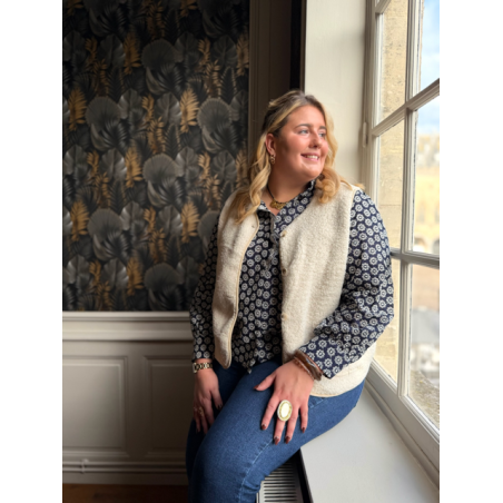Gilet sans manches en moumoute – écru ou noir | Style Plus L à 4XL