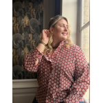 Chemise brodée col volanté – Bleu marine ou bordeaux | Style Plus L à 4XL