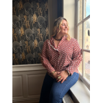 Chemise brodée col volanté – Bleu marine ou bordeaux | Style Plus L à 4XL