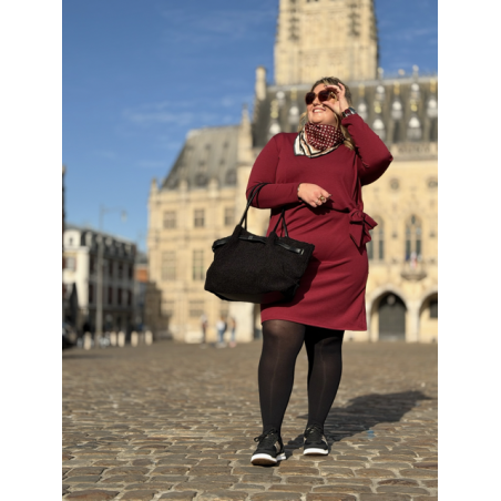 Robe-sweat à nœud – Marron ou bordeaux | Style Plus 42 à 46/48