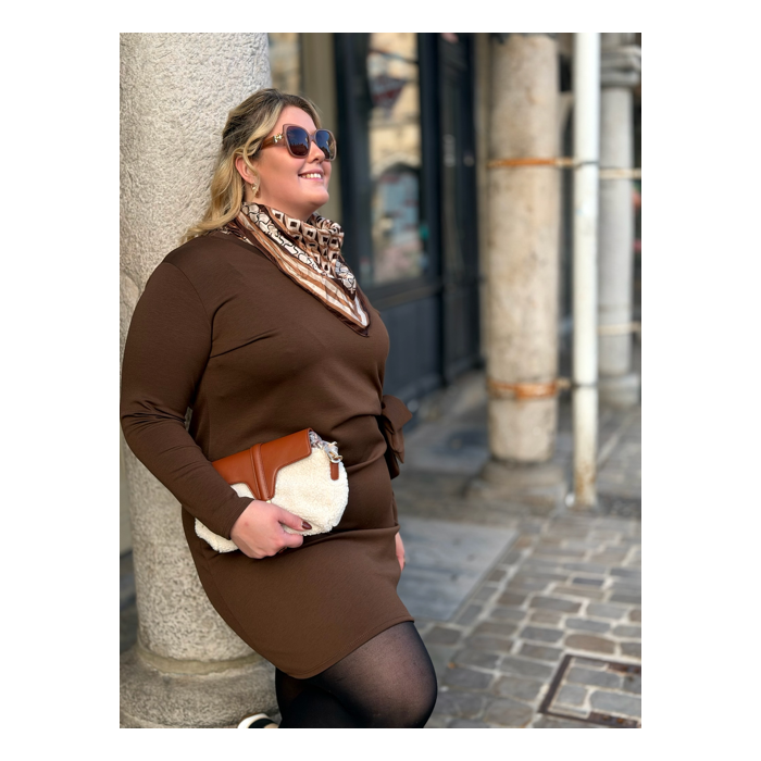 Robe-sweat à nœud – Marron ou bordeaux | Style Plus 42 à 46/48