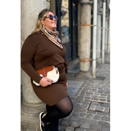 Robe-sweat à nœud – Marron ou bordeaux | Style Plus 42 à 46/48
