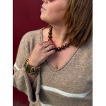 Pull fluide col V à marinière – Beige | Style Plus 42 à 48