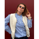 Chemise rayée col volanté – Bleu & blanc | Style Plus L à 4XL