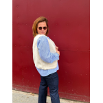 Chemise rayée col volanté – Bleu & blanc | Style Plus L à 4XL