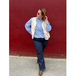 Chemise rayée col volanté – Bleu & blanc | Style Plus L à 4XL