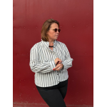 Blouse rayée col volanté – Blanc & noir | Style Plus L à 4XL