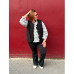 Blouse rayée col volanté – Blanc & noir | Style Plus L à 4XL