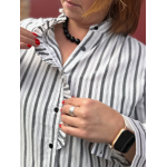 Blouse rayée col volanté – Blanc & noir | Style Plus L à 4XL