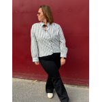 Blouse rayée col volanté – Blanc & noir | Style Plus L à 4XL