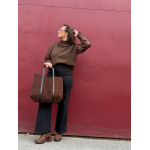 Pull marron à manches dentelle – Féminin et élégant | Melle Jeanne