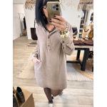 Robe en jean marron délavé col victorien | S à L
