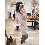 Robe en jean marron délavé col victorien | S à L