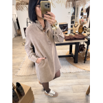 Robe en jean marron délavé col victorien | S à L