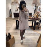 Robe en jean marron délavé col victorien | S à L