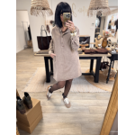 Robe en jean marron délavé col victorien | S à L