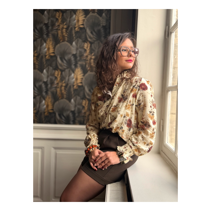 Short marron taille haute à pinces – Ceinture intégrée | XS à L